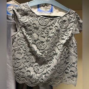 EUC White House Blk Market Platinum lace top size 2